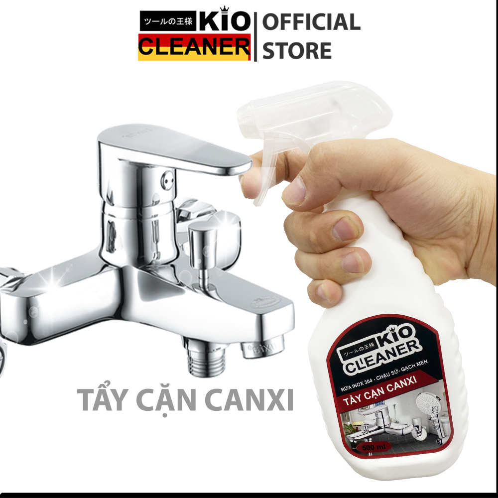 Tẩy cặn canxi inox nhà tắm Kio Cleaner tẩy rửa cặn bám trên vòi sen, vệ sinh vách kính 500 ml