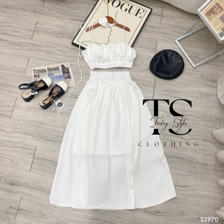 Set áo 2 dây chân váy midi today style s2970 sang trọng