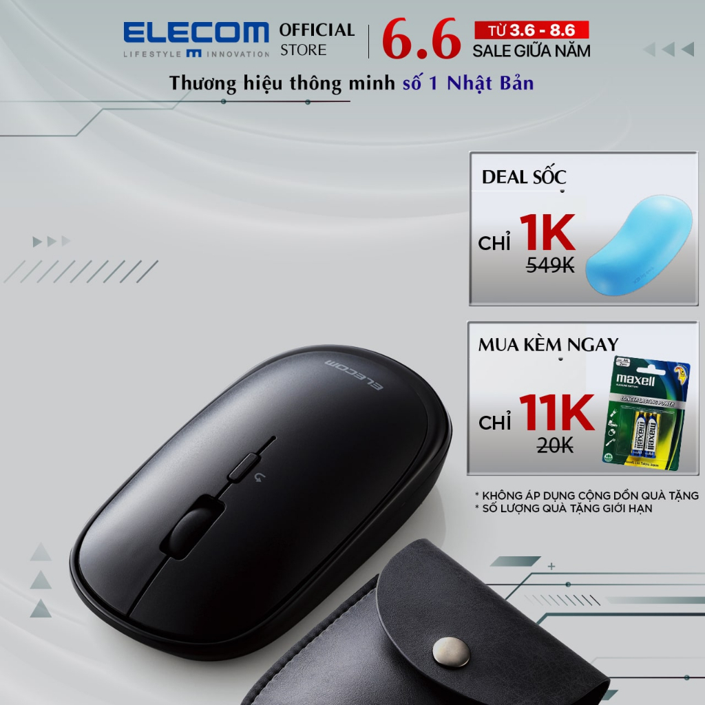 Chuột không dây Bluetooth Elecom M-TM10BB - Silent yên tĩnh, BlueLED, siêu mỏng