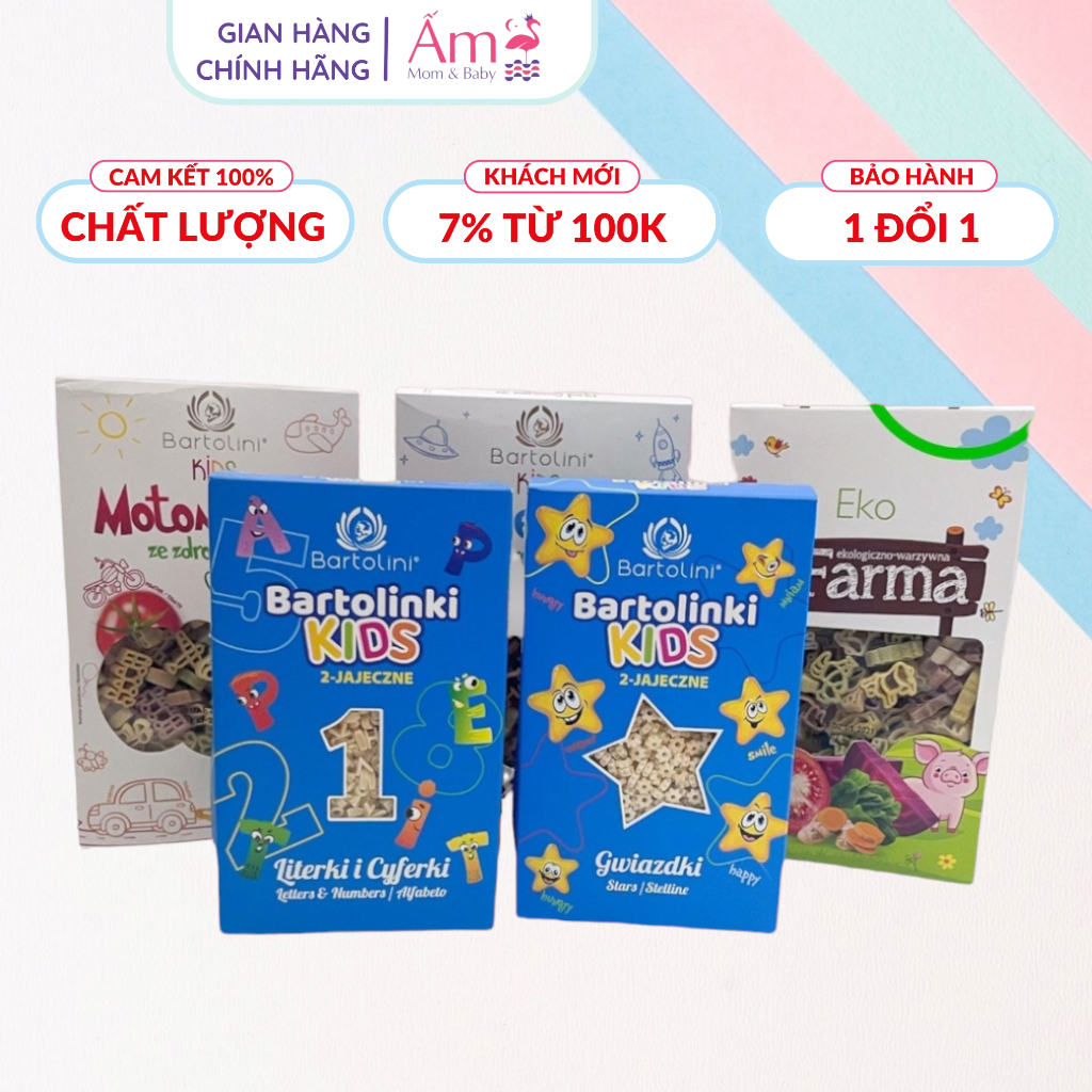 Mỳ Nui Ăn Dặm Hữu Cơ Cho Bé Organic Bartolini Ấm Baby An Toàn Giàu Chất Dinh Dưỡng Thực Phẩm Sạch 70G/150G Ấm Gift Decor