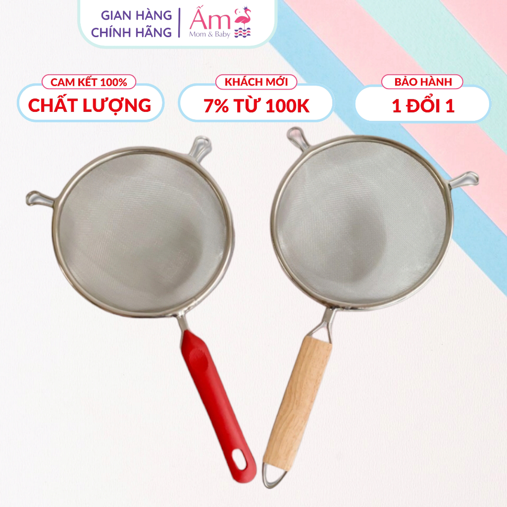 Rây Lọc Cháo Ấm Baby Chất Liệu Inox Lọc Bột Và Thức Ăn Cho Bé Ăn Dặm Ấm Gift Decor