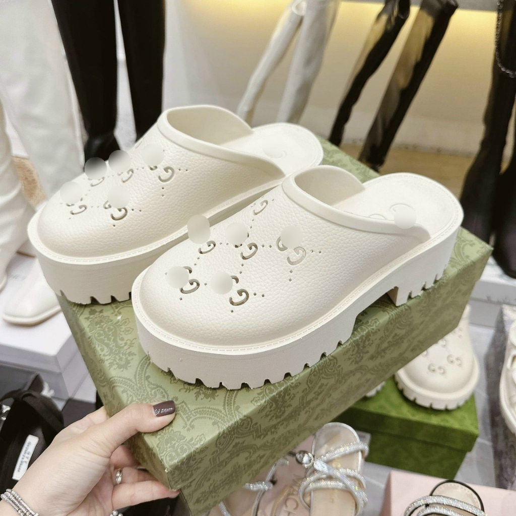 Giày sục nhựa crocs đế cao 5cm fullbox Bill túi