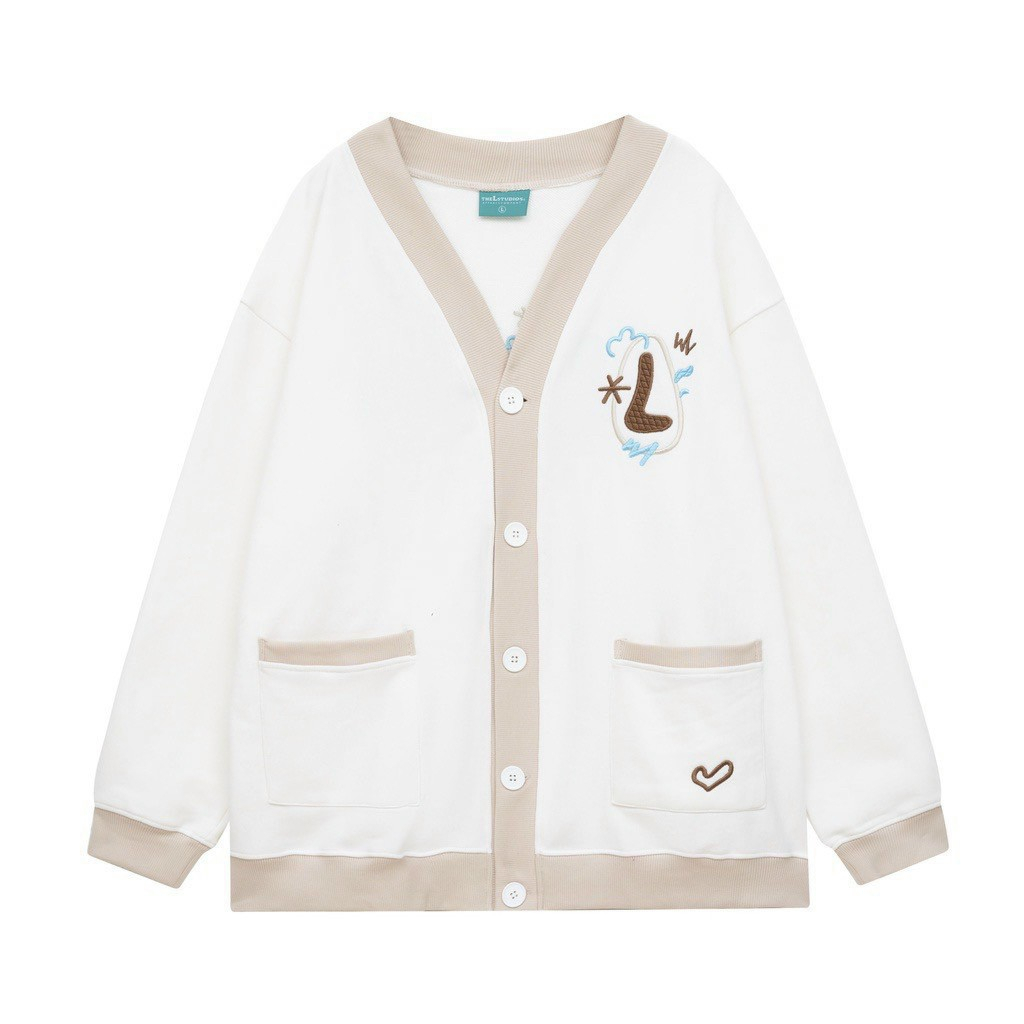 Áo Khoác Cardigan Unisex Phối Màu In Chữ THEL Túi Vuông Nam Nữ Cặp Couple - Áo Bomber Nỉ Len Thu Đông - FREESHIP