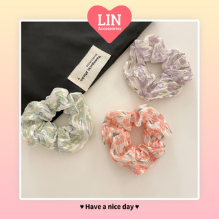 Scrunchies cột tóc họa tiết hoa dễ thương lin