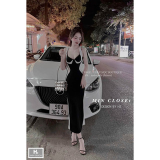 Đầm thun gân 2 dây bản to body co giãn thoải mái