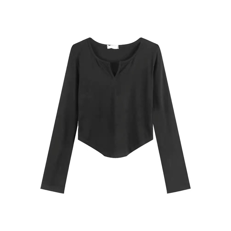 Áo thun tay dài ôm body vạt eo, Áo thun ôm dài tay