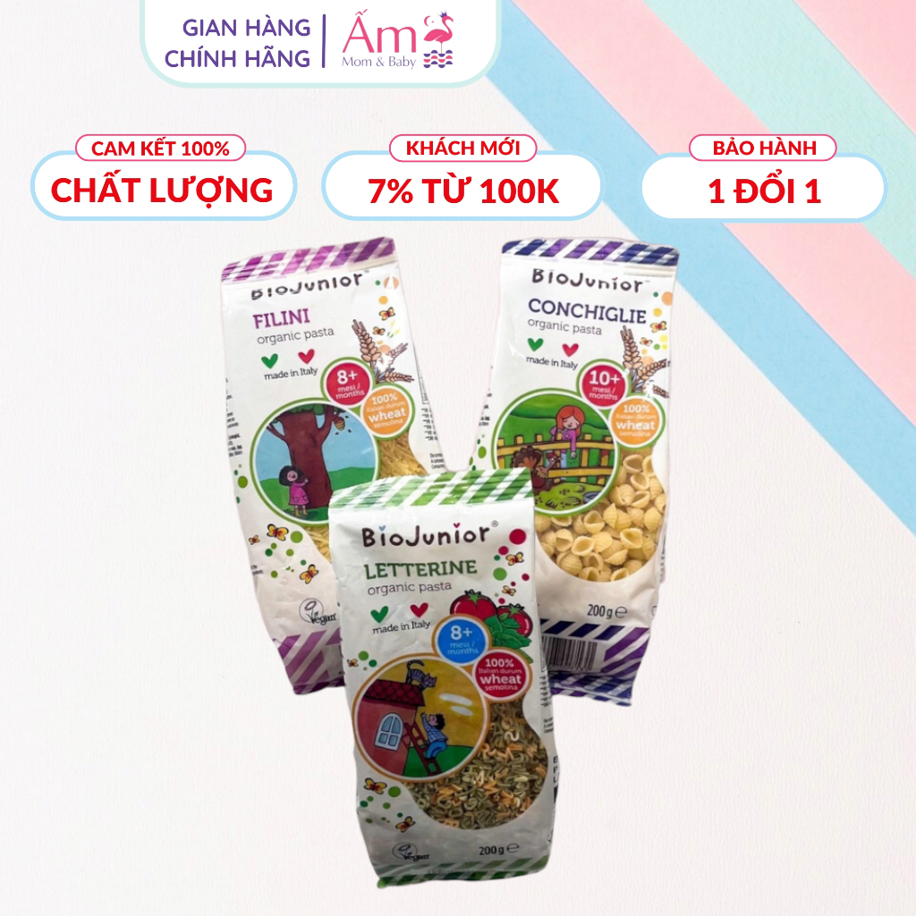 Mỳ Nui Ăn Dặm Hữu Cơ Ấm Baby NK Organic Cho Bé Từ 8 Tháng Giàu Chất Dinh Dưỡng Thực Phẩm Sạch 70G/200G Ấm Gift Decor