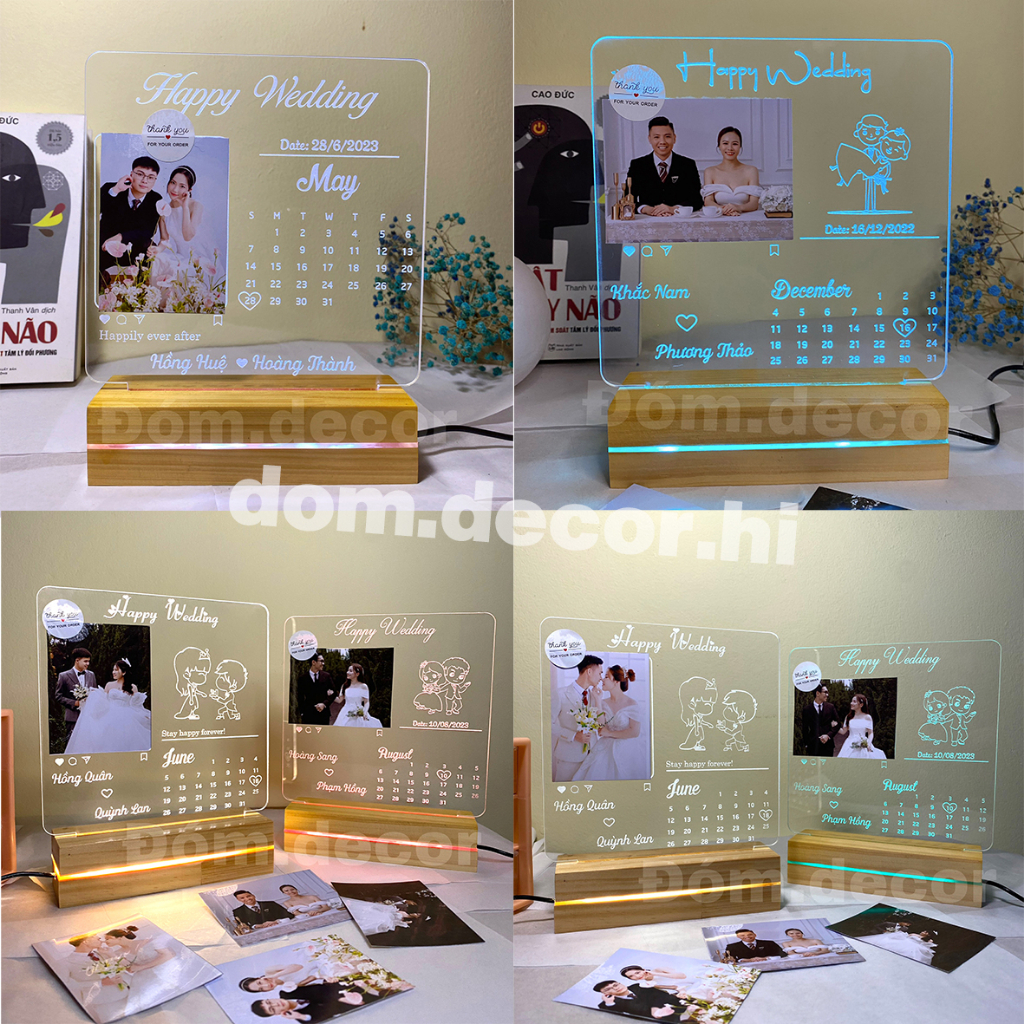 Đèn Led 3D Khắc Và In 3 Ảnh Miễn Phí Theo Yêu Cầu - Quà tặng đám cưới