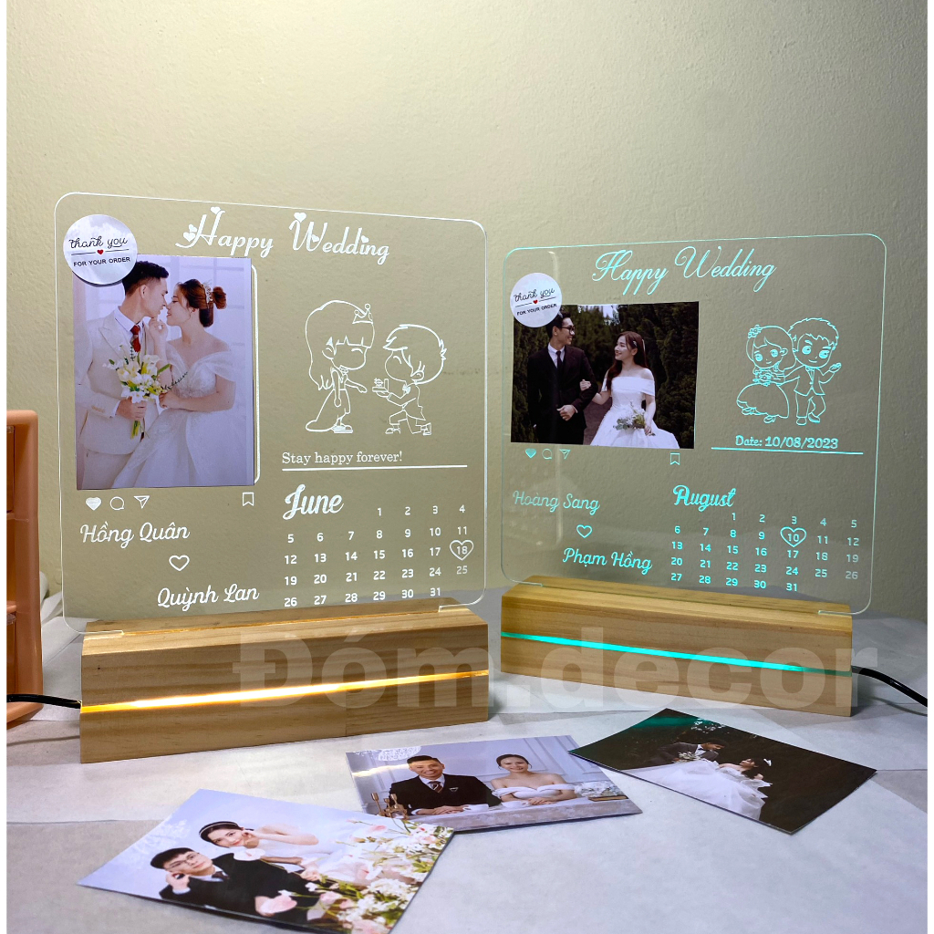 Đèn Led 3D Khắc Và In 3 Ảnh Miễn Phí Theo Yêu Cầu - Quà tặng đám cưới