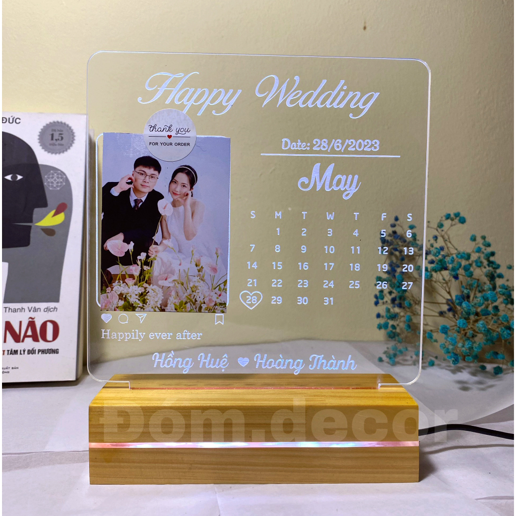 Đèn Led 3D Khắc Và In 3 Ảnh Miễn Phí Theo Yêu Cầu - Quà tặng đám cưới