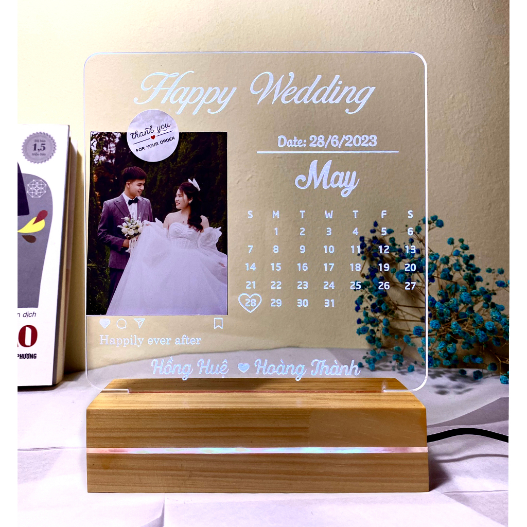 Đèn Led 3D Khắc Và In 3 Ảnh Miễn Phí Theo Yêu Cầu - Quà tặng đám cưới
