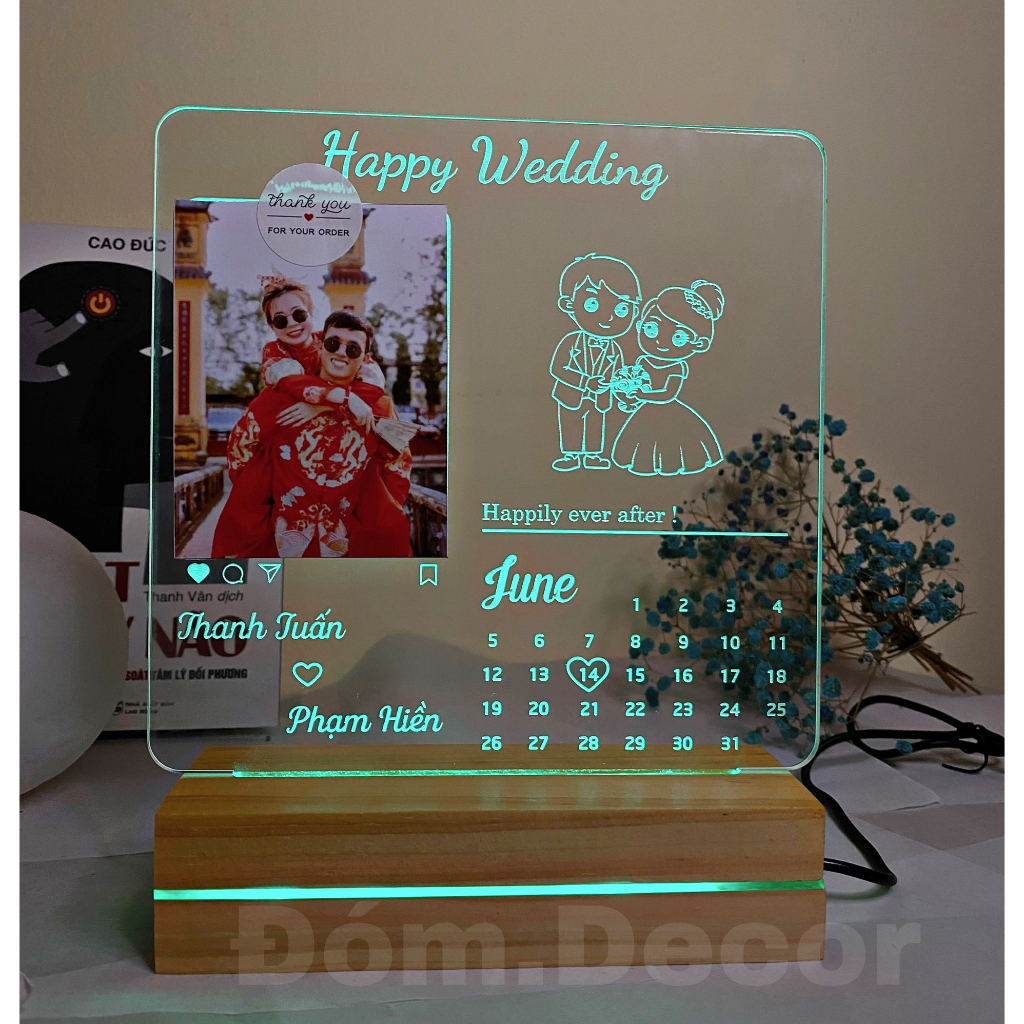 Đèn Led 3D Khắc Và In 3 Ảnh Miễn Phí Theo Yêu Cầu - Quà tặng đám cưới