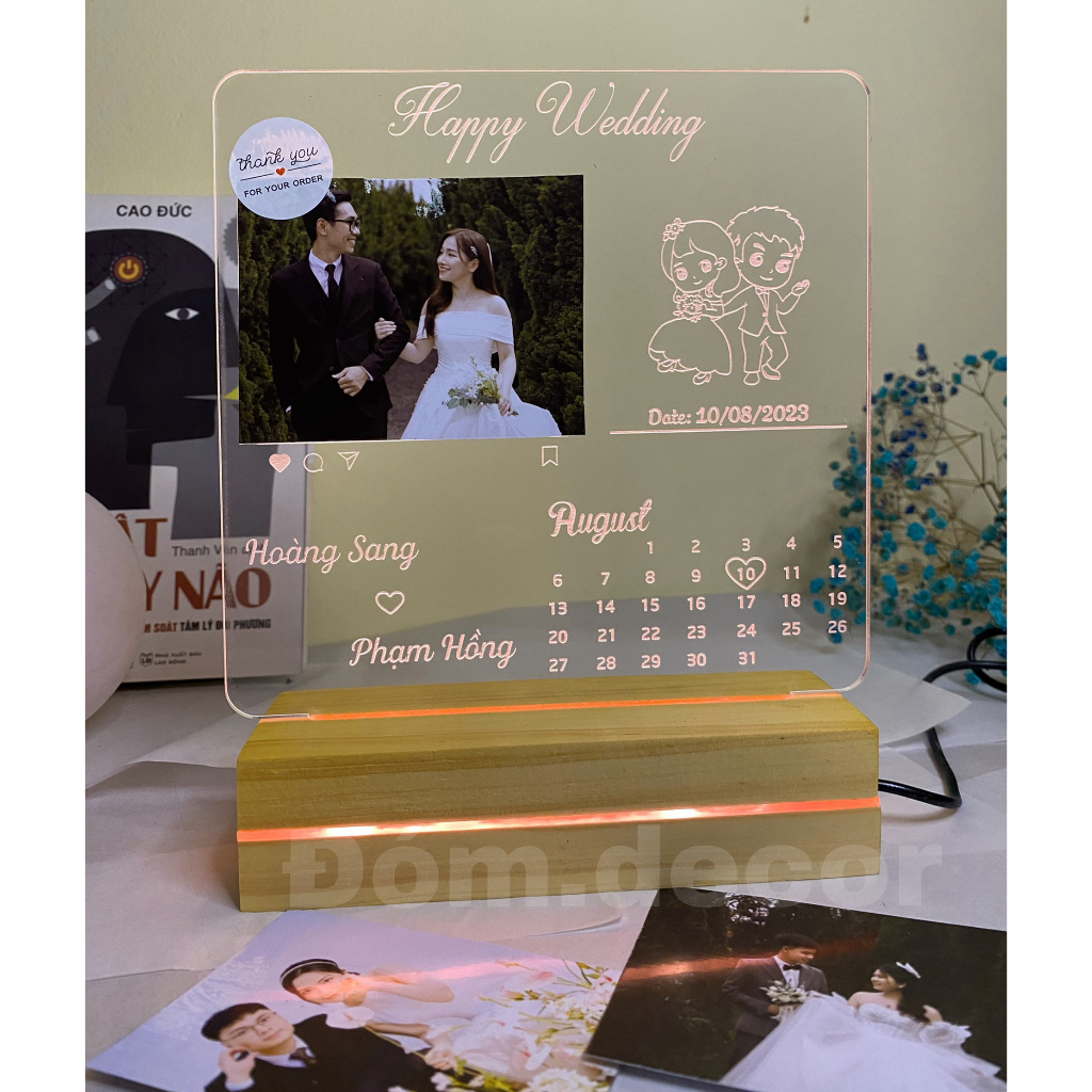 Đèn Led 3D Khắc Và In 3 Ảnh Miễn Phí Theo Yêu Cầu - Quà tặng đám cưới