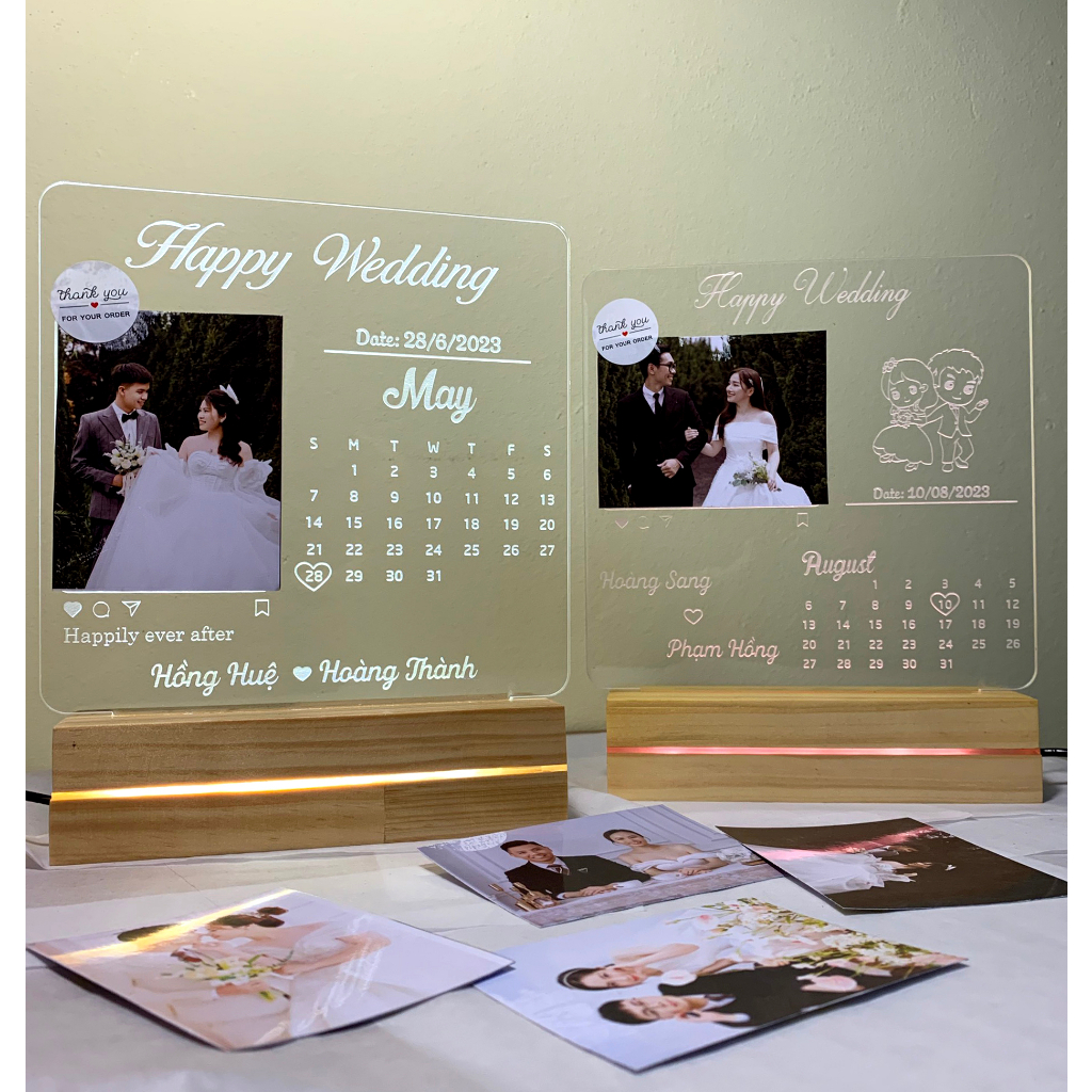 Đèn Led 3D Khắc Và In 3 Ảnh Miễn Phí Theo Yêu Cầu - Quà tặng đám cưới