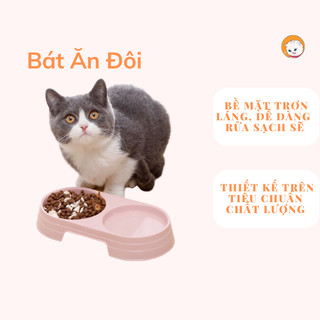 Bát ăn đôi đựng thức ăn cho chó mèo siêu tiện lợi, chất liệu bền chắc chắn khó hỏng