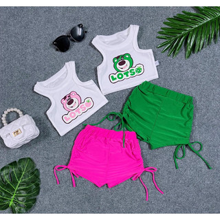 Set thun quần rút dây siêu cưng bé gái 2 màu