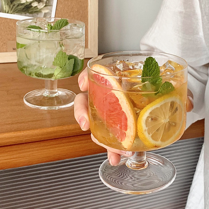 Ly thuỷ tinh đựng kem, trà hoa quả, cocktail phong cách hàn quốc
