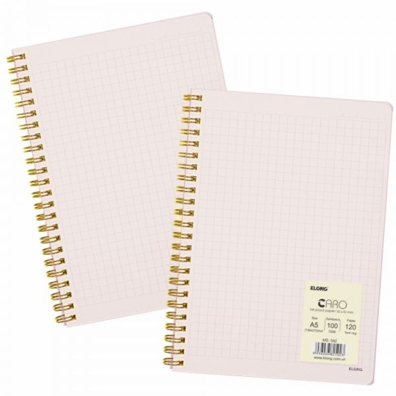 Vở Dash Caro  mm lò xo kép bìa nhựa 2 mặt A5 120 trang 100/76 KLONG MS: 592