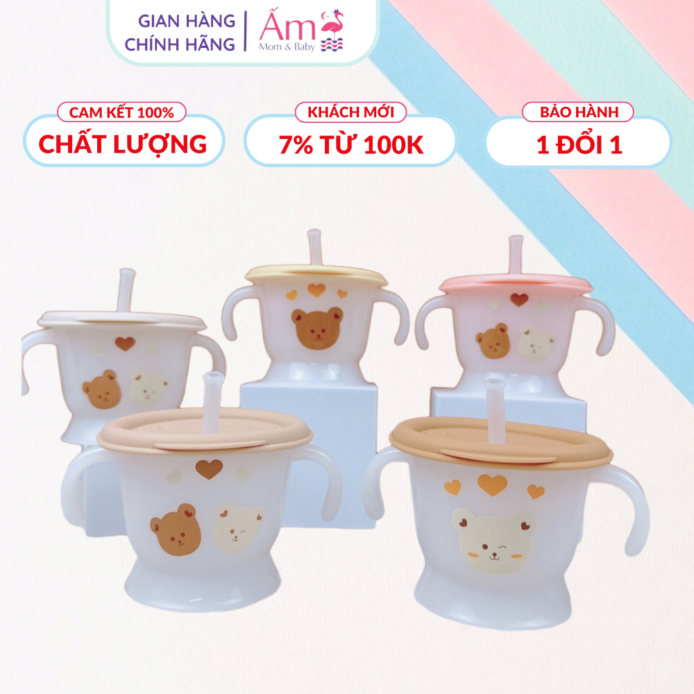 Cốc Tập Uống Mumbebe Ấm Baby Cốc Đẩy Nước Cho Bé Phong Cách Hàn Quốc