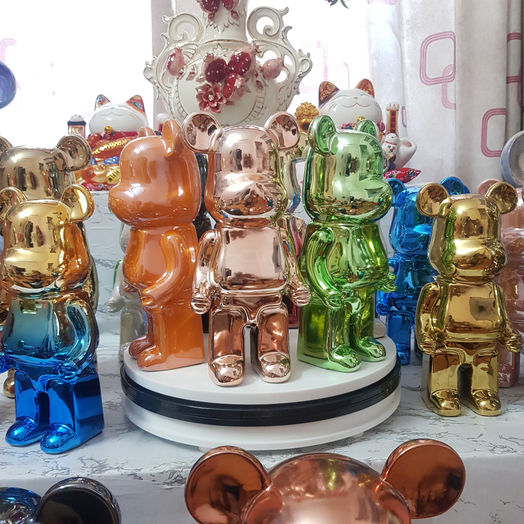 ( SẴN KHO)TƯỢNG MÔ HÌNH GẤU BEARBRICK 400% ( 28CM) CHẤT LIỆU GỐM MẠ TĨNH ĐIỆN TITAN CAO CẤP.