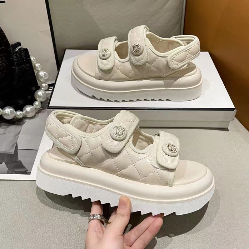 Dép Sandal nữ-Dép quai hậu bánh mì nữ đế dày êm chân, Dép quai hậu hoạ tiết hoa trà MS 998-TL