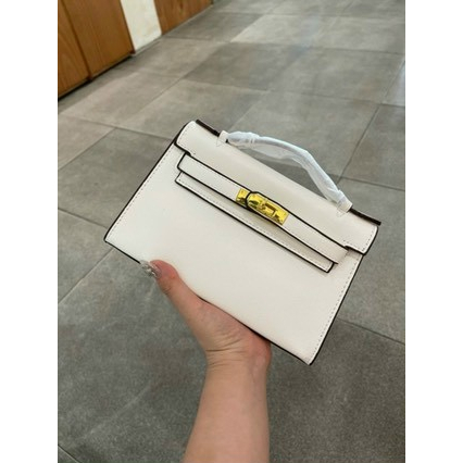 Túi xách H mờ dáng ngang tag vàng 2 dây đeo chéo Sz 21