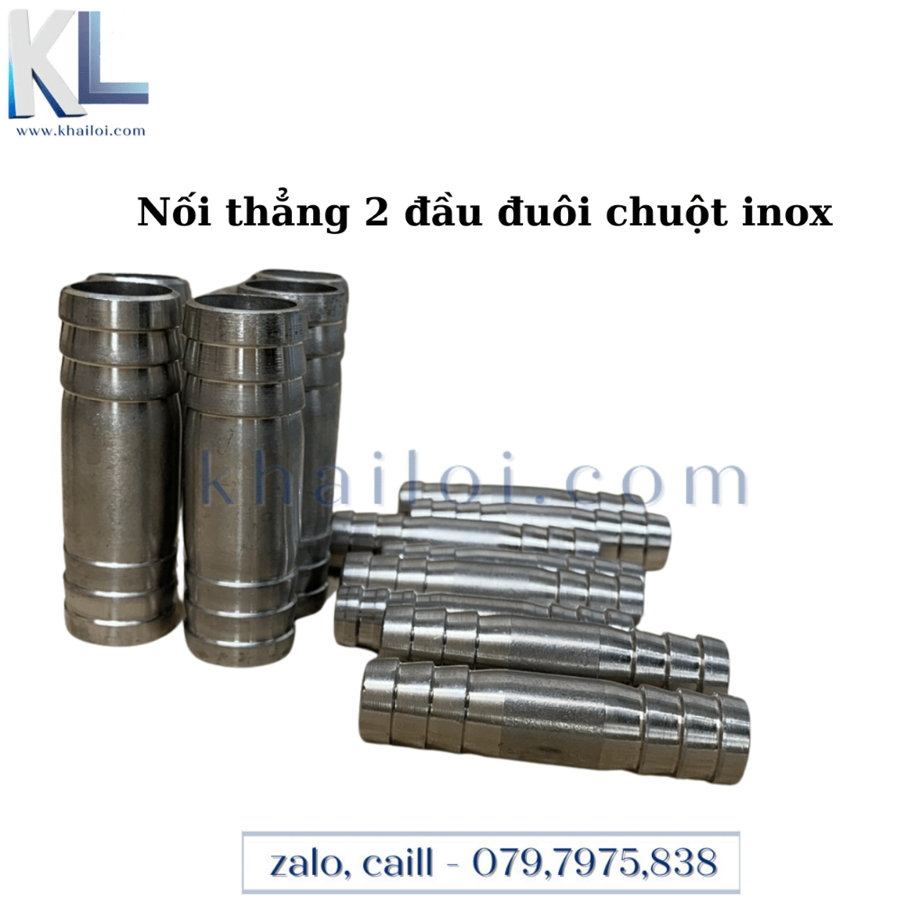 Nối thẳng 2 đầu đuôi chuột inox- đuôi chuột nối ống 2 đầu inox 304- cút nối nhanh 2 đầu ống-Nối đuôi chuột inox