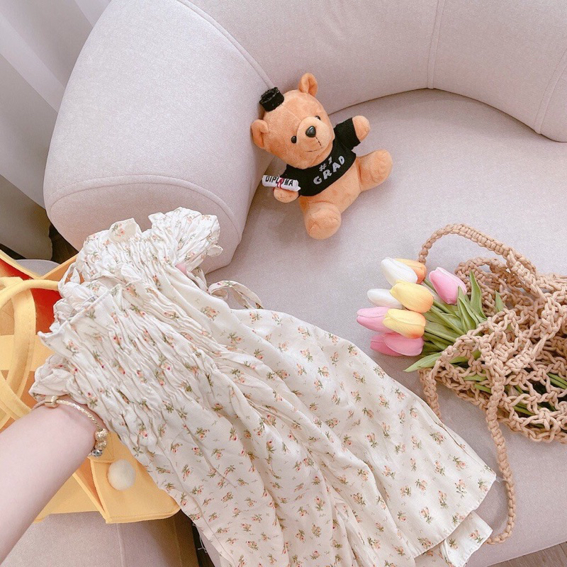 Bộ liền thân cho bé gái,hoa nhí chất thô đũi cực mát C8