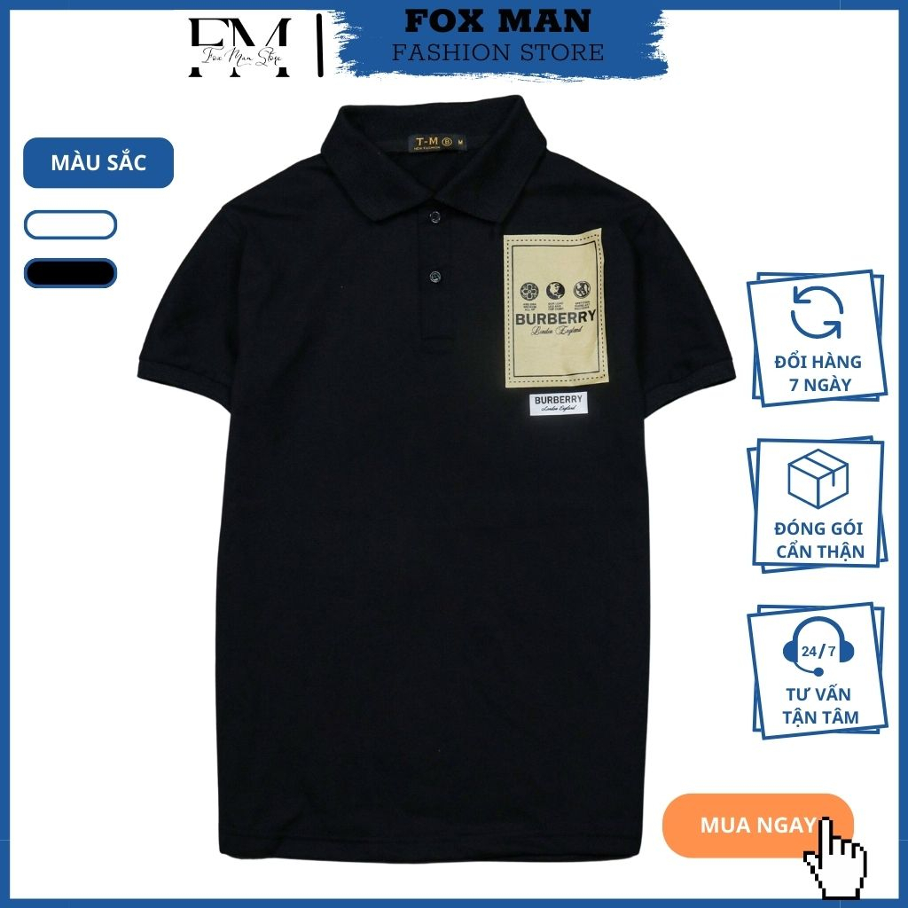 Áo thun polo nam burberry cá sấu vải poly thoán mát, ao polo đẹp sang trọng chuẩn from áo phông nam có cổ