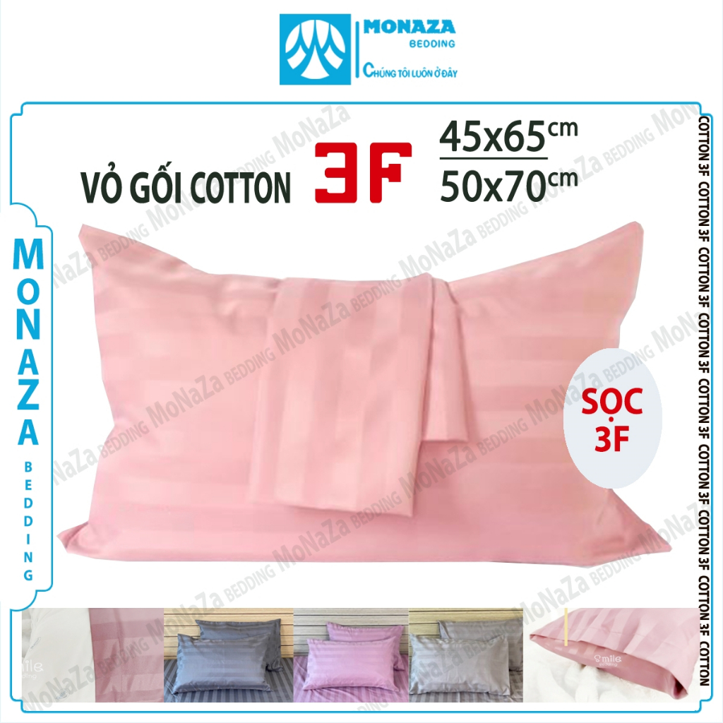 Vỏ Gối Nằm, Áo Gối Nằm Cotton 3F Cao Cấp, Bao Gối Mẫu Đẹp Không Viền 45x65, 50x70 (1 chiếc)