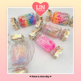 Hộp Dây Thun Cột Tóc Hình Kẹo LIN Nhiều Màu Tiện Lợi