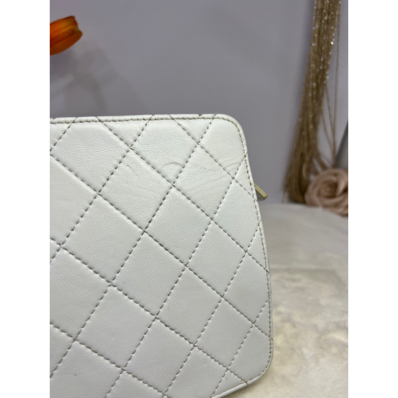 Túi xách si màu trắng size 16