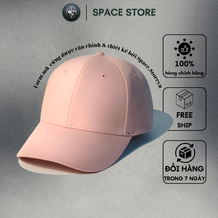 Mũ lưỡi trai Hồng trơn, hàng xuất dư Freesize dành cho cả nam và nữ, Full hộp