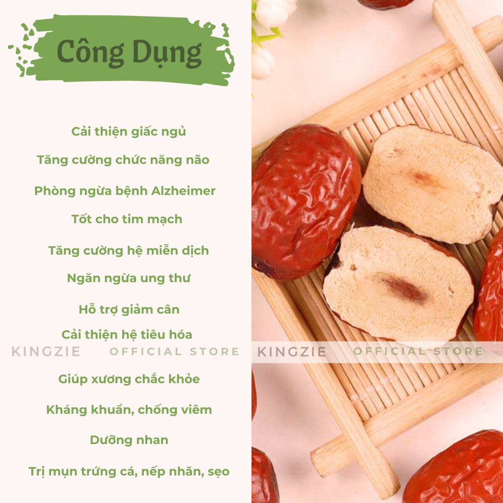 Táo Đỏ Tân Cương Sấy Khô Quả To KINGZIE Giúp Giảm Cân, Dưỡng Nhan, Ngủ Ngon