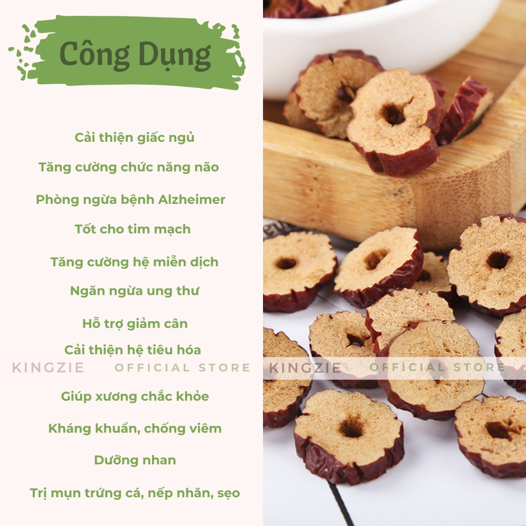 Táo Đỏ Tân Cương Thái Lát Loại 1 100g KINGZIE Giúp Giảm Cân, Dưỡng Nhan, Ngủ Ngon