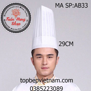 mũ giấy đầu bếp loại dày cao 29cm