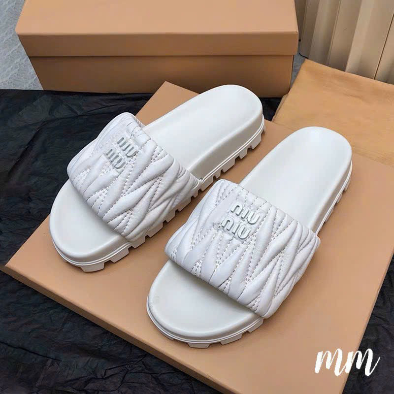 Dép Lê Miu Quai Nhăn Đế Bằng Hàng Fullbox - CERIHOUSE