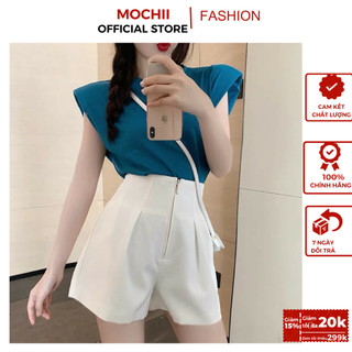 Quần Short Khóa Nhôm , Quần Sooc Lưng Cao Siêu Tôn Dáng Chất Tuyết Mưa