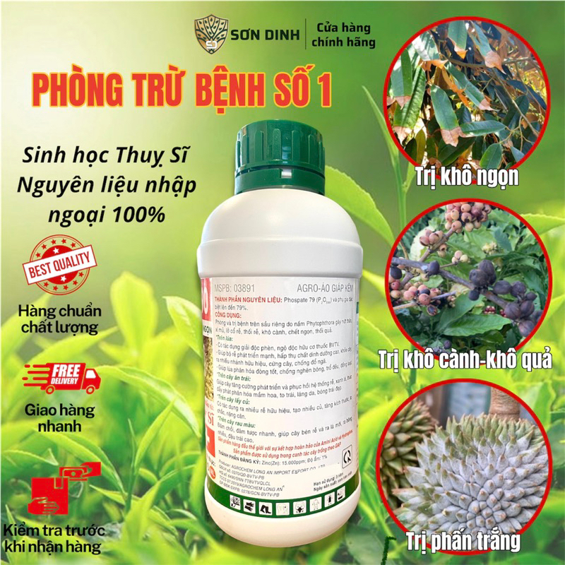 Thuốc nấm Agriphos 790 giúp xanh trái trừ bệnh số 1 công nghệ sinh học Thuỵ Sĩ nguyên liệu nhập ngoại có giấy chứng nhận