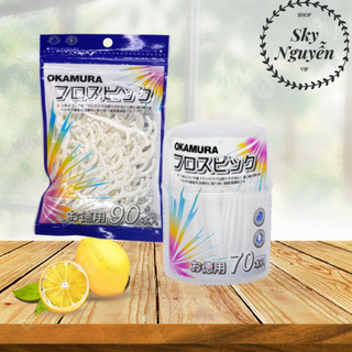 Combo 1 Bịch tăm chỉ nha khoa Okamura 90 cây và hộp 70 cây.