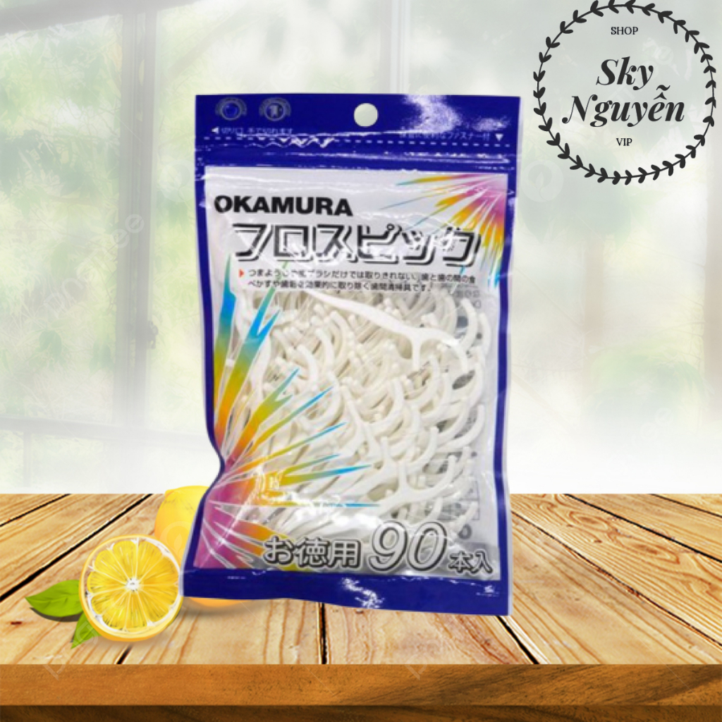 Combo 1 Bịch tăm chỉ nha khoa Okamura 90 cây và hộp 70 cây.
