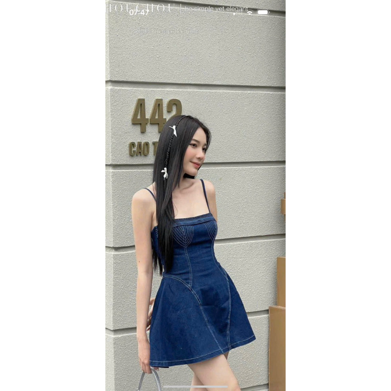 ĐẦM JEAN HỞ LƯNG CHÉO DÂY