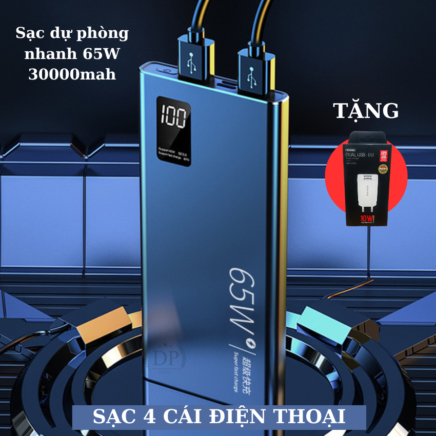 Sạc Dự Phòng 30000mah Sạc Nhanh 65W Tất Cả Điện Thoại Đều Dùng Được