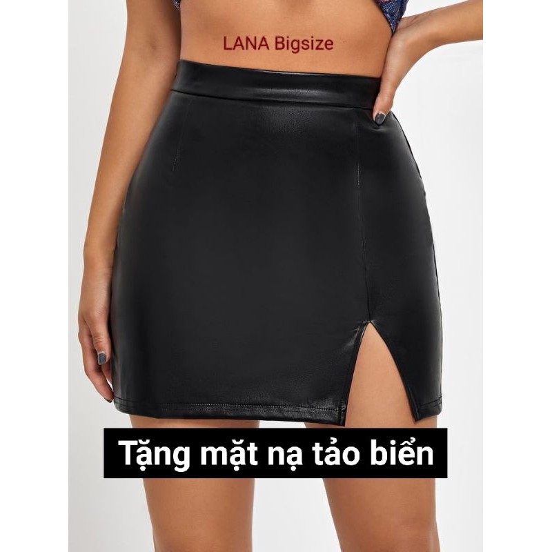 CBS4 ❗❗❗ Chân váy giả da xẻ đùi có quần trong