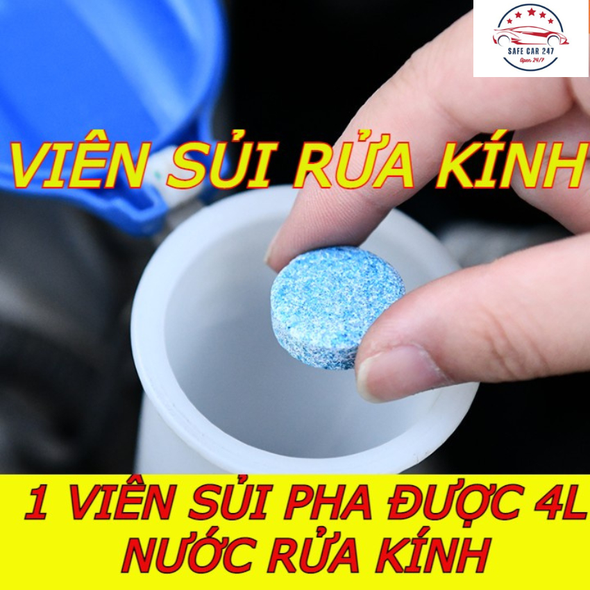 Viên sủi nước rửa kính ô tô dễ sử dụng, viên xủi nén chăm sóc làm sạch kính lái xe oto, xe hơi
