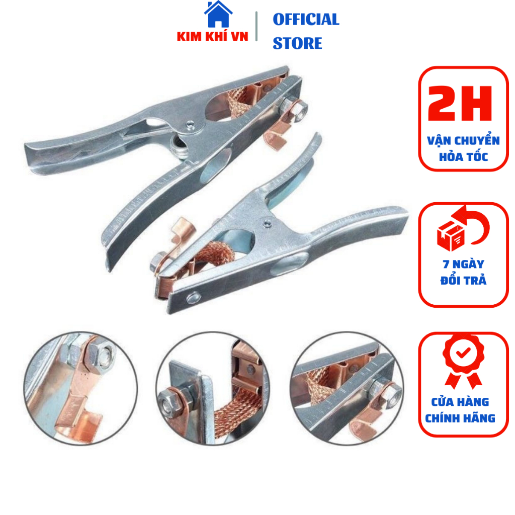 Kẹp mát máy hàn 300A-500A . Đầu kẹp bằng đồng, Lò xo bằng thép lực kẹp căng