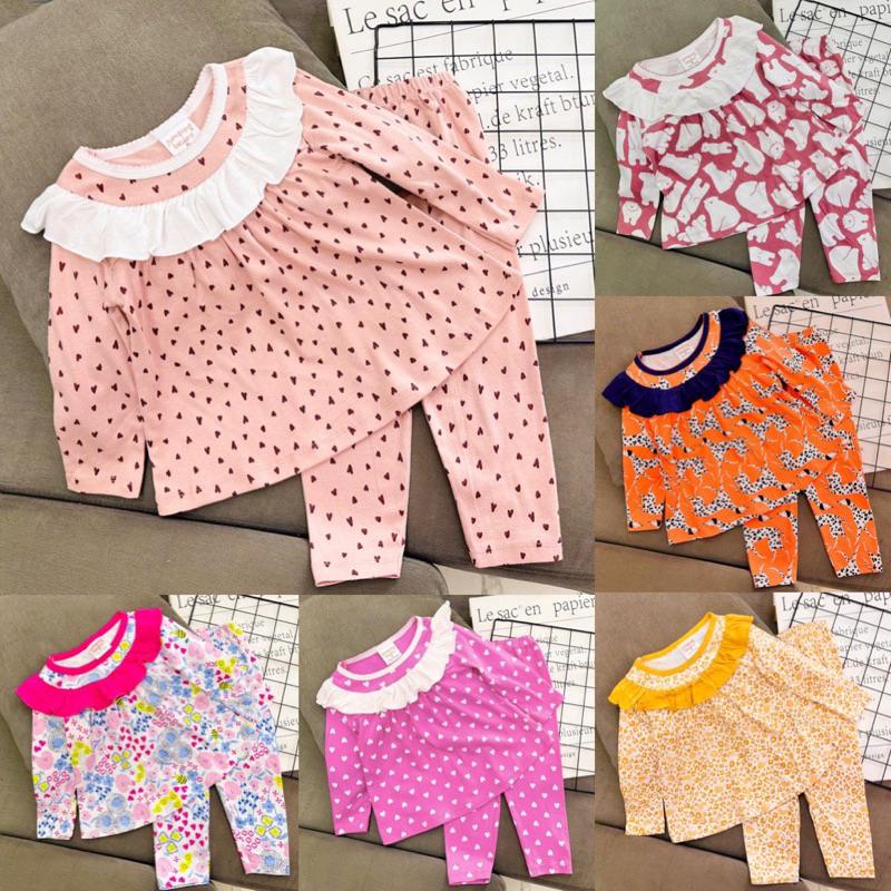 9-21kg bộ dài tay bé gái thun borip cổ bèo siêu cưng, thun đẹp mềm co giãn 941