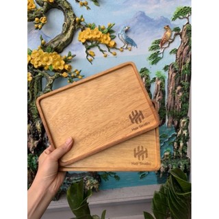 Khay decor hình chữ nhật 17*25cm gỗ dâu, gỗ cao su