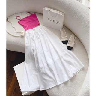 Set áo 2 dây croptop kèm chân váy midi Freesize Venus Closet - SR175