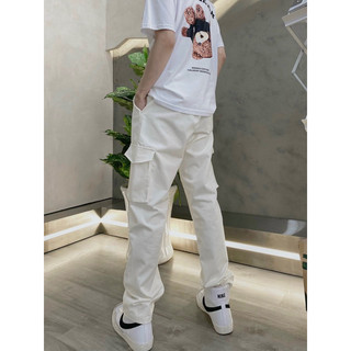 Quần kaki pant túi hộp lưng thun màu trắng